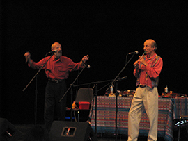 San and Laz playing the Pennywhistle-Bones Duet